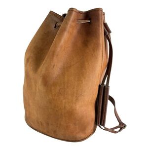 Distressed COACH Brown Leather Vintage Shopper The Sling Drawstring Bucket